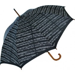 Regenschirm groß Noten schwarz Griff aus Holz