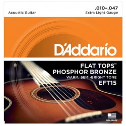 D'Addario EFT15 Flat Tops Akustik/Westerngitarrensaiten - extra light (.010-.047)