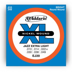 D'Addario EJ20 Nickel wound E-Gitarrensaiten - Jazz extra light (.010-.049)
