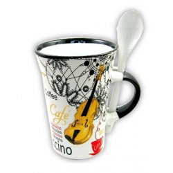 Kaffeetasse Violine inkl. Löffel (weiß)